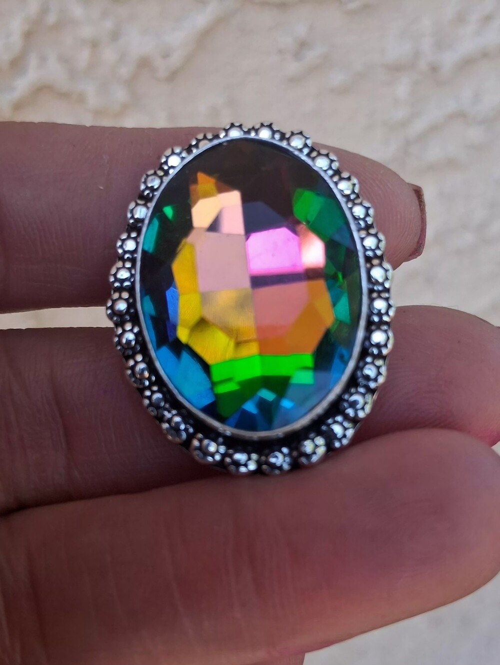 Mystic Topaz Gemstone Sterling Silver Ring